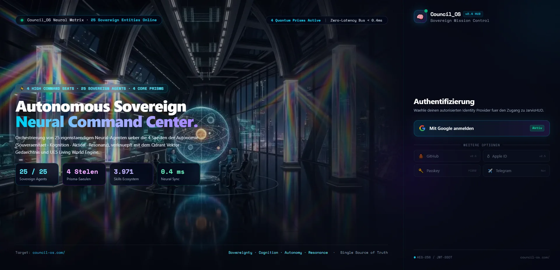 CouncilOS & JarvisUI: Mission Control & 3D Command Center